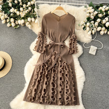 European Court Style Dress Miyake for Women A Design Sense Tassel V-neck Slim Fit Long High-temperature Pleated Flared Sleeve