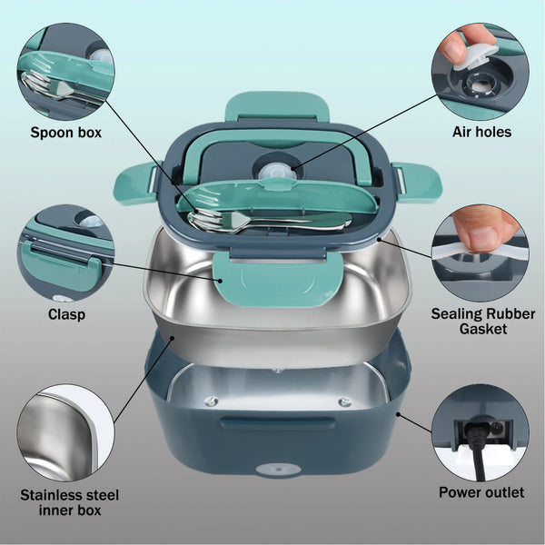 60W Electric Lunch Box Food Warmer Portable Food Heater for Car Or Home - Leak Proof, Lunch Heating Microwave for Truckers