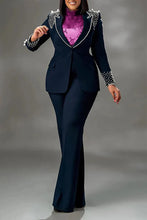 CM.YAYA Fashion Pearl Splicing Women's Set Long Sleeve Blazer and Wide Leg Pants Suit 2024 Winter OL Fall Two 2 Piece Set Outfit