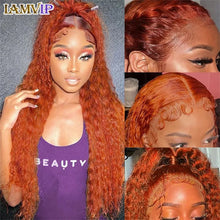 Ginger Orange Deep Wave Frontal Wig Transparent 13x6 Hd Front Human Hair Wigs Curly Hair 13x4 Lace Frontal Wig Colored