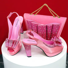 2024 High Quality Yellow Color Fish Beaked Toe Cap Thin Heels Ladies Shoes Matching Bag Set For Women Wedding Party Pump