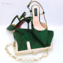 New Arrival Fashion Elegant Green Color Ladies Shoulder Bag for Party Or Commuting Large Capacity Ladies Bag and High Heels