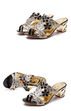 2021 New Hot Glitter Mesh Women Sandals Summer Fashion Outdoor Peep Toe Casual Beach Slippers Thick Heel Slip on Women Sandals
