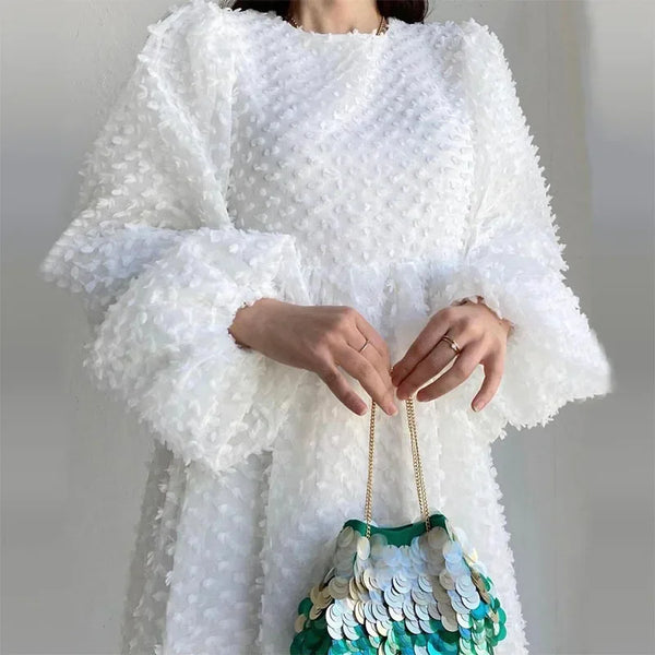 Women White Maxi Dress Party Vestidos Lantern Sleeve Sexy The Middle East Beach Elegant Summer New Long Dresses Prom Dress