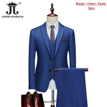 High-end Brand Classic Blue or Gray Plaid Men's Casual Business Suit Retro Official Suit Groom Wedding Dress Jacket Vest Pants