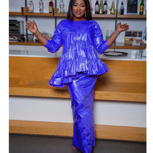 Women's African Designer Bazin Riche Evening Gowns Large Size with Headscarf Dashiki Robe