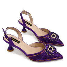 2025 Nigerian Women's Party Shoes and Bags Medium Heel Pointed Toe Elegant Party Footwear With Matching Color Handbag for Women