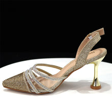 Venus Chan Shoes for Women 2023 Pointed Toe Black Heels Rhinestone Chain Party Sandals Italian Shoes and Bags Matching Set 2023