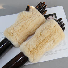 Women's Knit Faux Fur Winter Warm Finger-less Gloves