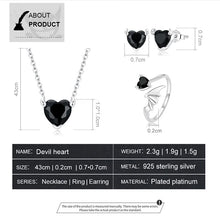 WOSTU Classic 100% 925 Sterling Silver Devil Heart Ear Studs Earrings Exquisite Black Zircon Earrings Fine Anniversary Jewelry