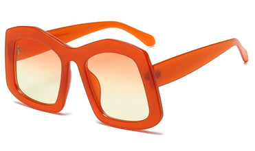 Retro Big Square Gradient Orange Sunglasses For Women New Fashion Luxury Designer Unique Oversized Ladies Sun Glasses Shades