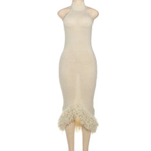 CM.YAYA Knitwear O-Neck Women Sleeveless Tassel Bodycon Long Dress 2025 Spring Sexy Night Club Birthday Party Evening Dresses