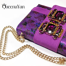 QSGFC Elegant Women Heels for Peep Toe Good Material Design Rhinestone Purple Sandals Italian Shoes and Bags Matching Set 2024