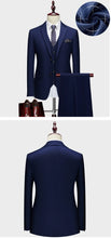 High-end Brand Classic Blue or Gray Plaid Men's Casual Business Suit Retro Official Suit Groom Wedding Dress Jacket Vest Pants