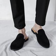 Men Half Breathable Leather Mules