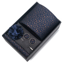 Top Grade Fashion 8 cm Wide Tie Sets Blue Stripe Men's Gravata Handkerchief Cufflink Box Fit Group Workplace Wedding Tie