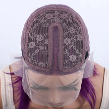 Brazilian Cosplay Purple Hair 13x5x1 T Part Transparent Lace Front Human Hair Wigs 180D  Short Straight Lace Bob Wigs Human Wigs