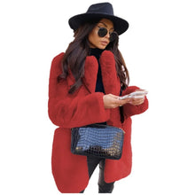 Women's Faux Fur Coat Long Sleeve Lapel Winter Coat