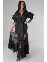 Fashionable White Lace Shirt Short Sleeve Dresses For Women'S Summer New Elegant Lace-up Pocket Lace Shirt Long Dress Female