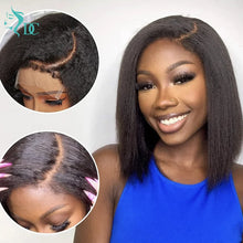 4c Hairline Kinky Straight Bob Human Hair Wig 4c Kinky Edges Curly Baby Hair Short Bob 13x4 Lace Frontal Wigs 4x4 Closure Wigs