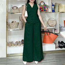 ZANZEA 2025 Summer Women Pant Sets Casual V Neck Vests Tops Wide Leg Pant 2pcs Outfits Office Lady Solid Commute Trouser Suits
