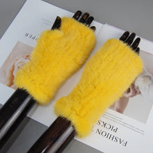 2025 New Brand Style Top Quality Women's 100% Winter Warm Real Mink Fur Knitted Half Finger Gloves Girls Typing Mittens