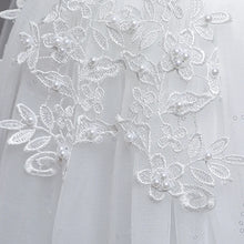 Girls White Lace Pearl Flower Princess Dress For Sequins Sleeveless First Communion Bridesmaid Wedding Formal Evening Long Gown
