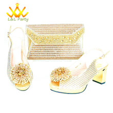 2025 Special New Arrivals Italian Women Shoes and Bag to Match in Green Color with Platform Shinning Crystal Sandal for Wedding