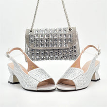 New Fashion Italian Shoe and Bags Matching Set Decorated with Rhinestone Luxury Designer Women Party Pumps Elegant Bridal Shoes