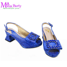 2025 Autumn New Design Specials Italian Women Shoes and Bag Set Comfortable Mid Heels With Rhinestone in Yellow Color