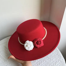 French Style Fedora Hat for Women 10CM Wide Brim Flat Top Felt Hat Winter Autumn Derby Wedding Jazz Hats