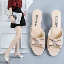 Summer Female Sandals Women Slippers Sexy Open Toe Fish Mouth Slippers  Ladies Rhinestone Bowknot Slides Shoes Plus Size 42