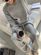 Women's Purple Sports Suit Spring And Autumn 2023 New Casual Fashion Style Loose Long Sleeve Sweater Tops Pants 2 Two Piece Set