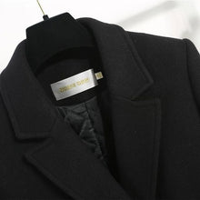 Women's Winter Classic Black Woolen Mid-Length Woolen Blend Overcoat