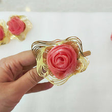 Women Gold Color Jewelry Set Braided Red Rose Design Large Pendant Unique Earrings Dubai Arab Fashion Ring Bracelet Party Gift