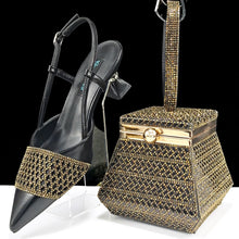 Nigeria Fashion Rhinestone-encrusted Ladies Party Shoes And Special bag High Heels And Dual Purpose Mini Bag Women's Shoes