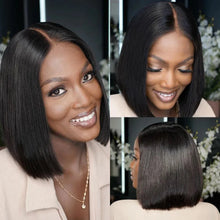 Short Bob Blunt Cut Black Color 13X4 HD Lace Frontal Wig Synthetic Straight Prepluck Hairline Cosplay Daily Layered Glueless