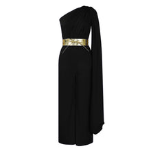 Elegant Jumpsuits & Rompers for Woman One Shoulder Flying Sleeve High Waisted Luxury Birthday Party Dinner Outfits Overalls 2024