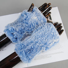 Women's Knit Faux Fur Winter Warm Finger-less Gloves