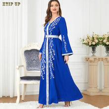 Ramadan Luxury Muslim Fashion Bat Sleeve Moroccan Turkiye Dubai Dress Middle East Arab Dress Sequins Golden Velvet Long Dress