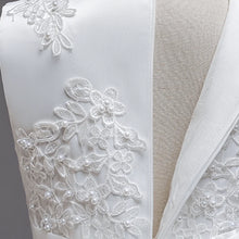 Girls White Lace Pearl Flower Princess Dress For Sequins Sleeveless First Communion Bridesmaid Wedding Formal Evening Long Gown