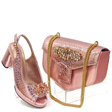 Italian Rhinestone Decoration Women's Shoes And Bag Set