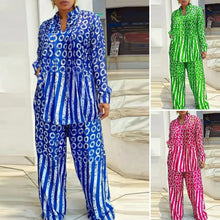 Plus Size 5XL VONDA Women Matching Sets 2024 Fashion Long Sleeve Suits Polka Dot Striped Shirts And Elastic Waist Pant Sets