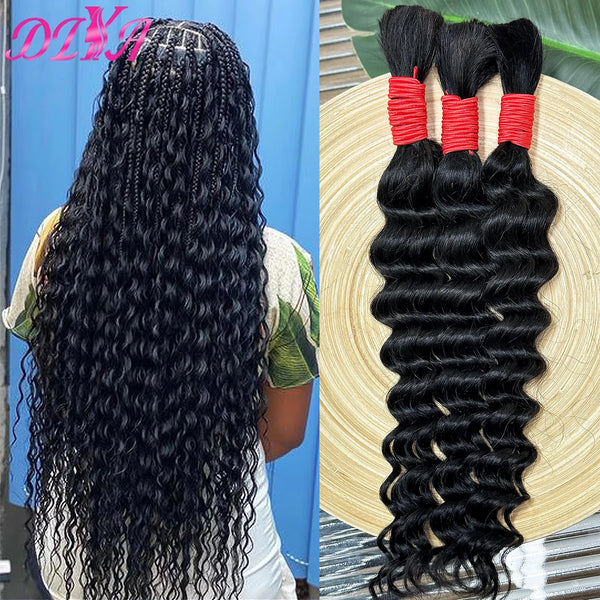 Deep Wave Human Braiding Hair 100% Unprocessed Human Hair Braiding Hair No Weft 16-28 Inch Curly Bulk Human Hair for Braiding