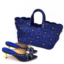 2022 Rivet Style  Women Shoes and Bag to Match in Color matching High Quality Nigerian Design Matching Shoes and Bag