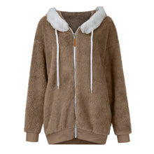 Women's Winter Fashionable Hooded Fleece Solid Color Jacket
