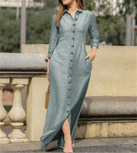 Elegant Long Dress For Women Spring Autumn Long Sleeve Solid Color Cotton And Linen Shirt Dresses Casual Button Dress Robe Femme