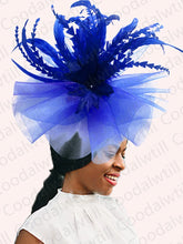 Kentucky Derby Big Fascinator Hat Women Wedding Elegant Feather Pillbox Cap Royal Party Headpiece Ladies Evening Church Chapeau