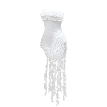 Women Strapless Ruffles Tassel Splicing Irregular Birthday Bodycon Midi Maxi Dress 2025 Even Sexy Party Dresses Vestidos