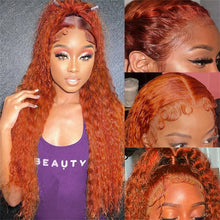 Ginger Orange Deep Wave Frontal Wig Transparent 13x6 Hd Front Human Hair Wigs Curly Hair 13x4 Lace Frontal Wig Colored